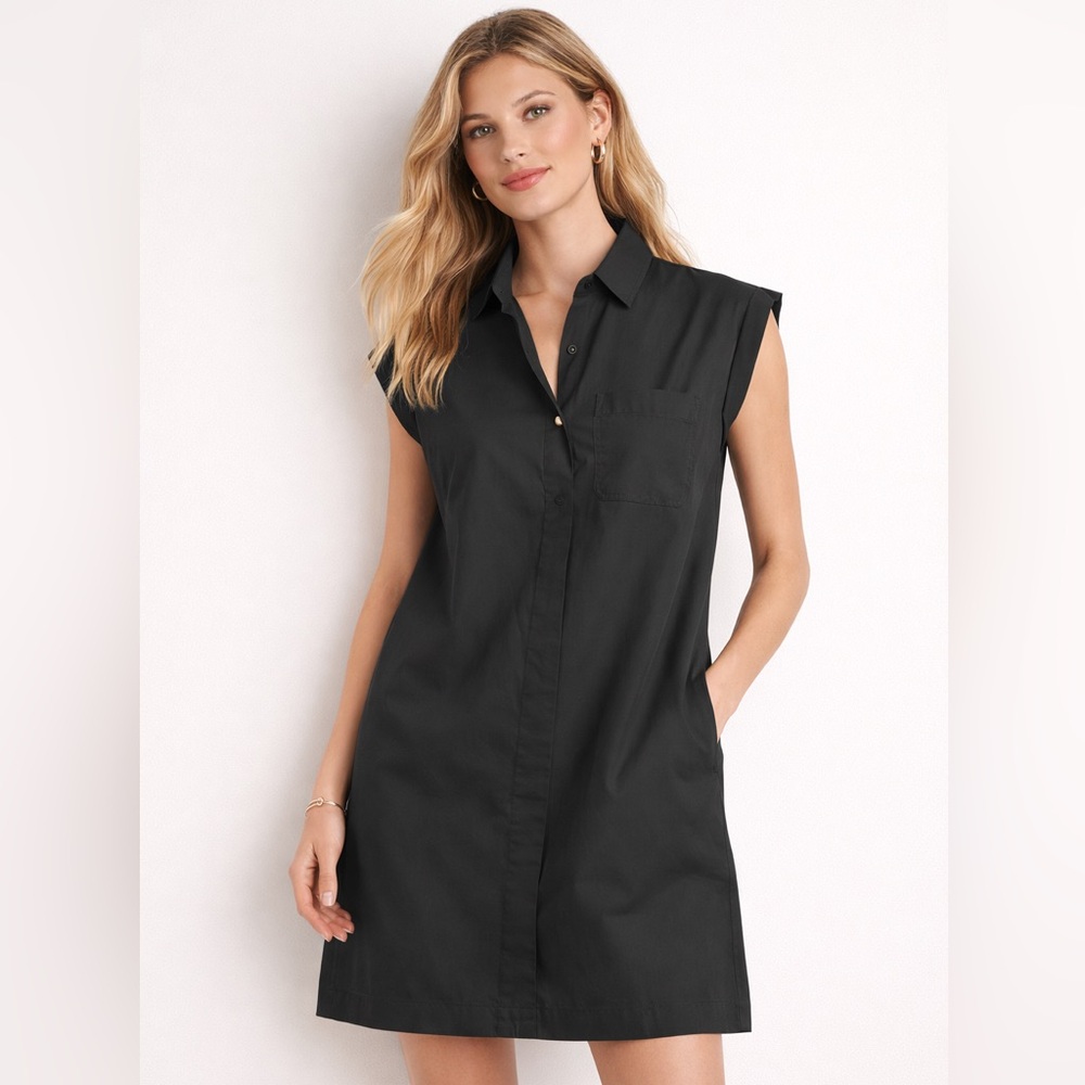 J. Crew Black Poplin 100% cotton Dress size Small